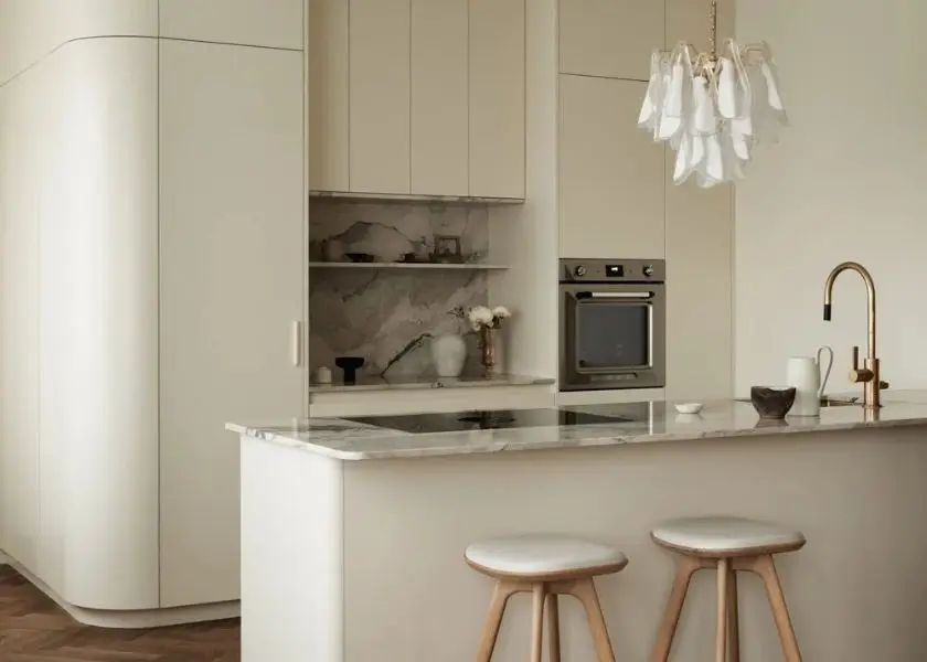 Mini Bar Dapur Kecil Warna Beige atau Cream